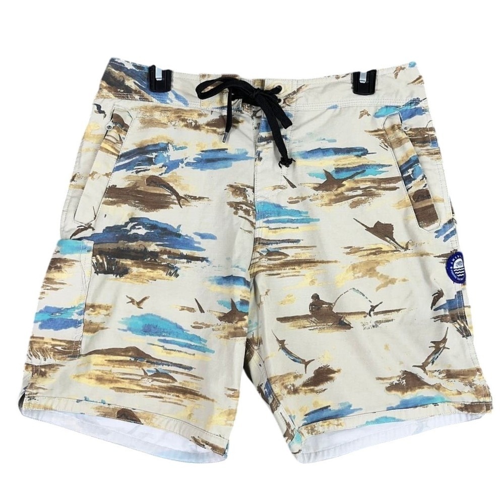 AFTCO Bathing Suit Men 30 Board Shorts Swimwear Hybrid Fishing Watersports Beach
